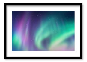 Polar lights, aurora borealis, starry sky, northern landscapes, vector illustration