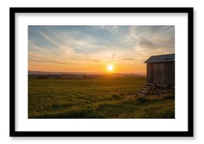 Observation tower in farmland at sunset provides a scenic backdrop for regional agricultural monitoring