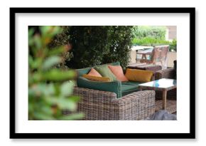 Cozy seating area in an outdoor garden space