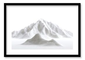 White wireframe mountain landscape digital terrain 3D mesh abstract geometric shape futuristic minimal technology elevation grid isolated on transparency background