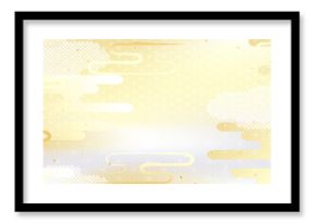 日本の伝統模様を組み合わせた華やかな金銀の背景イラスト