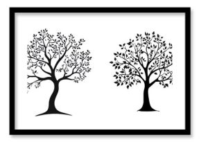 Set of elegant tree silhouette shapes in various seasons styles and colors  Minimalist abstract and natural tree suitable for backgrounds logos icons and decorative designs