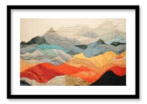 Hills landscape quilting textile.