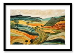 Colorful quilted landscape art