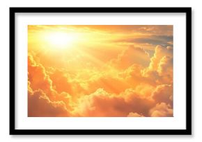 Scenic cloudscape with bright golden sunlight background illustration