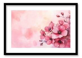 Watercolor with flowers and pink background. Mother's day concept. Mother's Day pink floral card. illustration