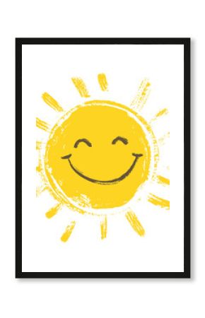 Doodle smile sun yellow illustration sunshine vector
