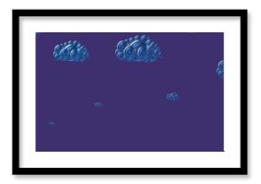 Image of blue clouds formed with cogs moving on purple background