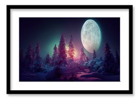 Winter magical forest background