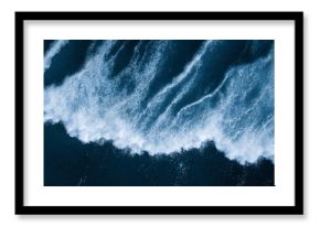 AI generated image aerial top view background photo of ocean sea water white wave splashing in the deep sea. Drone photo backdrop of sea wave in bird eye waves.