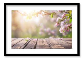 Spring background with wooden planks
