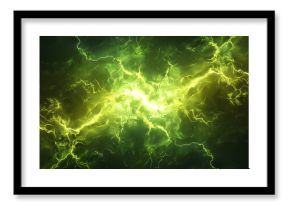 Close up of a green lightning bolt on black background