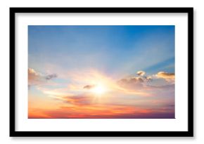 Beautiful sky background - Sunset Sunrise sky with light clouds and real sun
