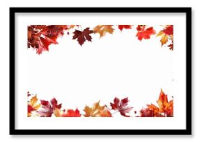 Autumn themed frame on white background with space for text or design