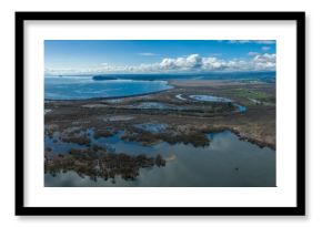 Swamp shoreline of Lake Taupo. Tokaanu, Turangi, Waikato, New Zealand.