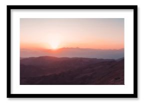 Beautiful sunset over Taurus Mountains from the top of Tahtali Mountain near Kemer, Antalya, Turkey