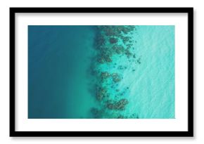 Aerial view of clear sea water and coral reef in Koh Kradan Island, Andaman sea