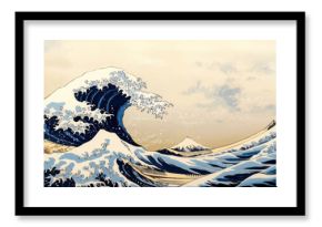 ancient traditional japanese woodblock print of The Great Wave off Kanagawa