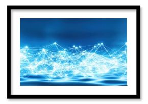 An illuminated lightbulb shines brightly against a network of interconnected nodes, symbolizing innovation and technological advancement in a digital environment.