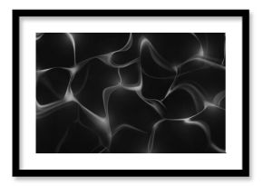 Caustic light patterns on black background - water reflection ripples creating abstract waves, flowing liquid optical effect with bright curved line, underwater illumination texture for graphic design