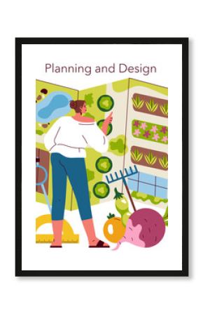 Self Sufficient Garden. Flat Vector Illustration