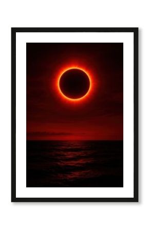 Eclipse over dark ocean