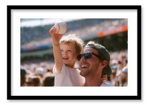 Enjoying a baseball game together at the stadium on a sunny afternoon with family and friends for a fun day out