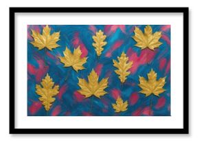 Vibrant fall foliage with colorful abstract paint design