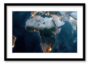 HD Satellite View of Earth at Night Showing City Lights across Africa, Europe, and Middle East Global Connectivity and Aerospace Industry Trend