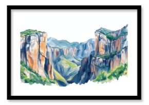 Copper Canyon. Copper Canyon hand drawn watercolor illustration