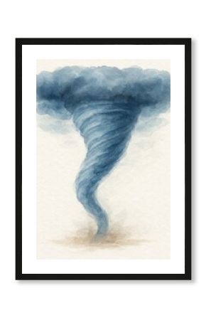 Watercolor tornado swirling powerfully.