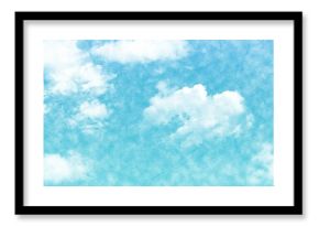 Flat design sky illustration is showing bright blue sky filling frame with wispy and cumulus clouds