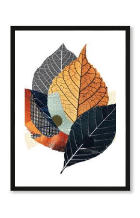 PNG Autumn leaf retro paper collage leaves design art.