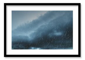 raining season. summer storm, dark sky cloudy heavy rain with thunder strike, weather in rainy season