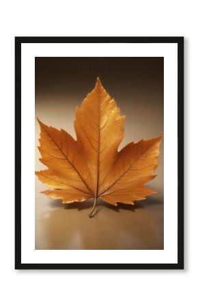 Glowing golden-brown leaf bathed in soft light,  tranquil,  serene,  golden