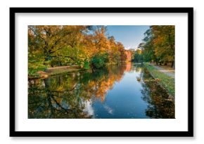 Aerial view to river Brda at autumn in Bydgoszcz, Poland.