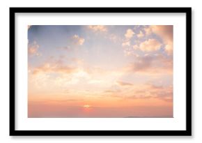 Banner Golden sky sunrise dramatic beautiful landscape view. Dawn sky gold dusk time cloudscape with sunlight. Panorama Dramatic sunset scenic landscape. Beautiful landscape nature with copy space