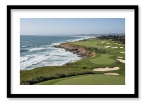 Coastal Golf Course Landscape with Ocean Waves