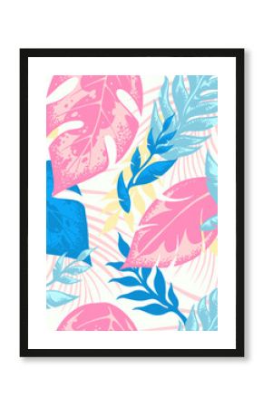 Colorful tropical leaves pattern in vibrant hues