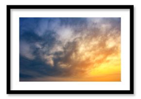 Sunset sky with clouds. Panoramic view of the sky.