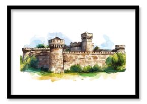 Belgrade Fortress. Belgrade Fortress watercolor vector illustration