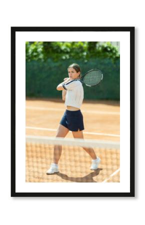 Several girls play tennis two on two. Friendly tournament, sports Universiade, opening of tennis season.