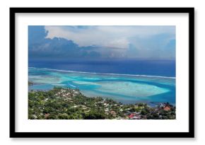Panoramic view of the Papetoai coast of Moorea, Society Islands, French Polynesia, South Pacific Ocean