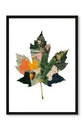 PNG Maple leave acorn Pumpkin collage illustration decorative.