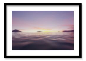 Rippling waters create a serene mirror as soft pastel colors paint the sky. Distant islands stand quietly against the horizon at sunset, offering a peaceful retreat.