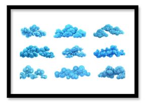 PNG Whimsical blue cloud illustrations, element set on transparent background