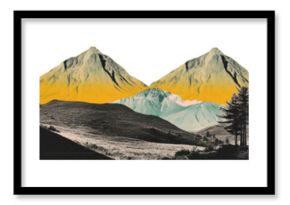 PNG Vibrant surreal mountain landscapes, element set on transparent background
