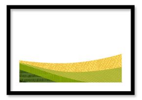 Wavy green yellow landscape texture background. Collage agriculture banner with abstract wheat, rice or vineyard. Corn field collage pattern. Abstract farm background with layout and pattern texture.