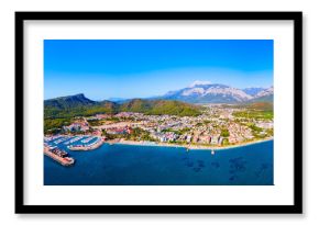 Kemer city beach aerial panoramic view, Turkey