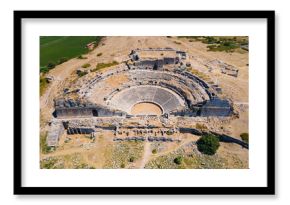 Miletus Archaeological Site aerial panoramic view near Didim city in Turkey